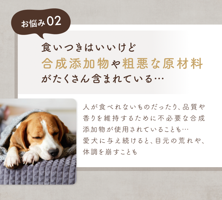 合成添加物や粗悪な原材料がたくさん含まれている…