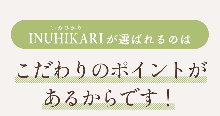 INUHIKARI(いぬひかり)が選ばれるのはこだわりのポイントがあるからです