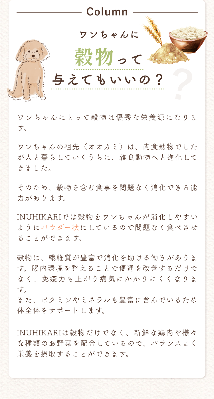 わんちゃんに穀物って与えてもいいの？