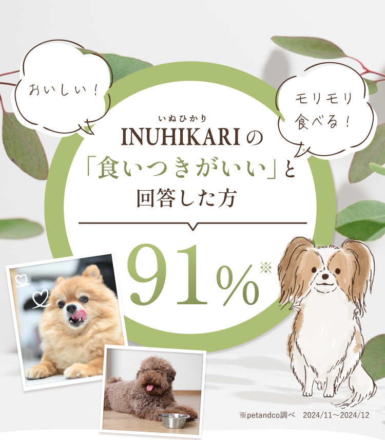 INUHIKARI(いぬひかり）の食いつきが良いと回答した方〇〇％