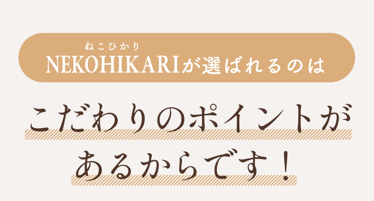 NEKOHIKARI(ねこひかり）が選ばれるのはこだわりのポイントがあるからです