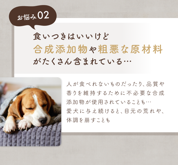 合成添加物や粗悪な原材料がたくさん含まれている…